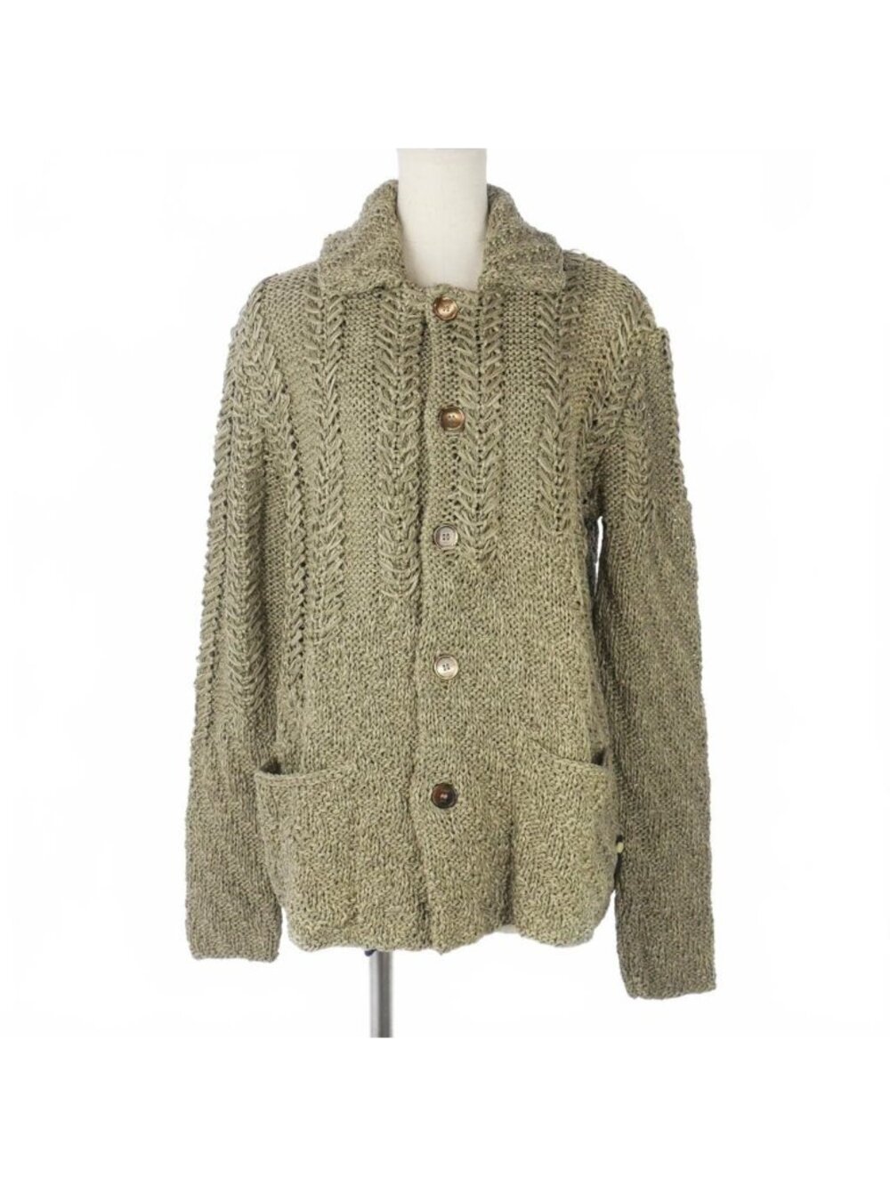 Fendi Cotton Knit Cardigan Long Sleeve with Collar Logege 46 Gray G3x